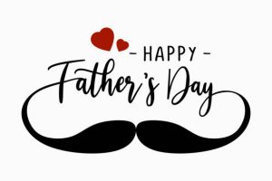 Happy Fathers day vector illustration. Celebration banner square design. Father’s Day Calligraphy greeting card. Mustache element with hearts and typography emblem.
